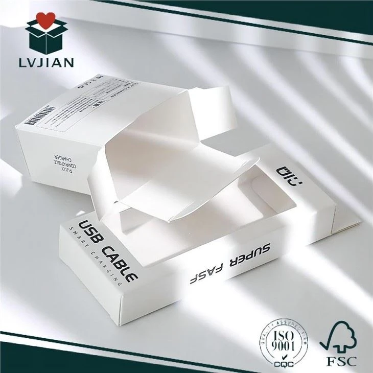 white paperboard box with hinged lid